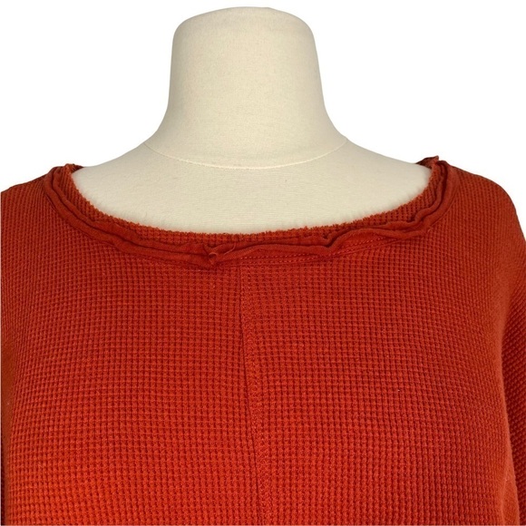 ANTHROPOLOGIE Burnt Orange Oversized Waffle Knit Pullover Top - Picture 3 of 8